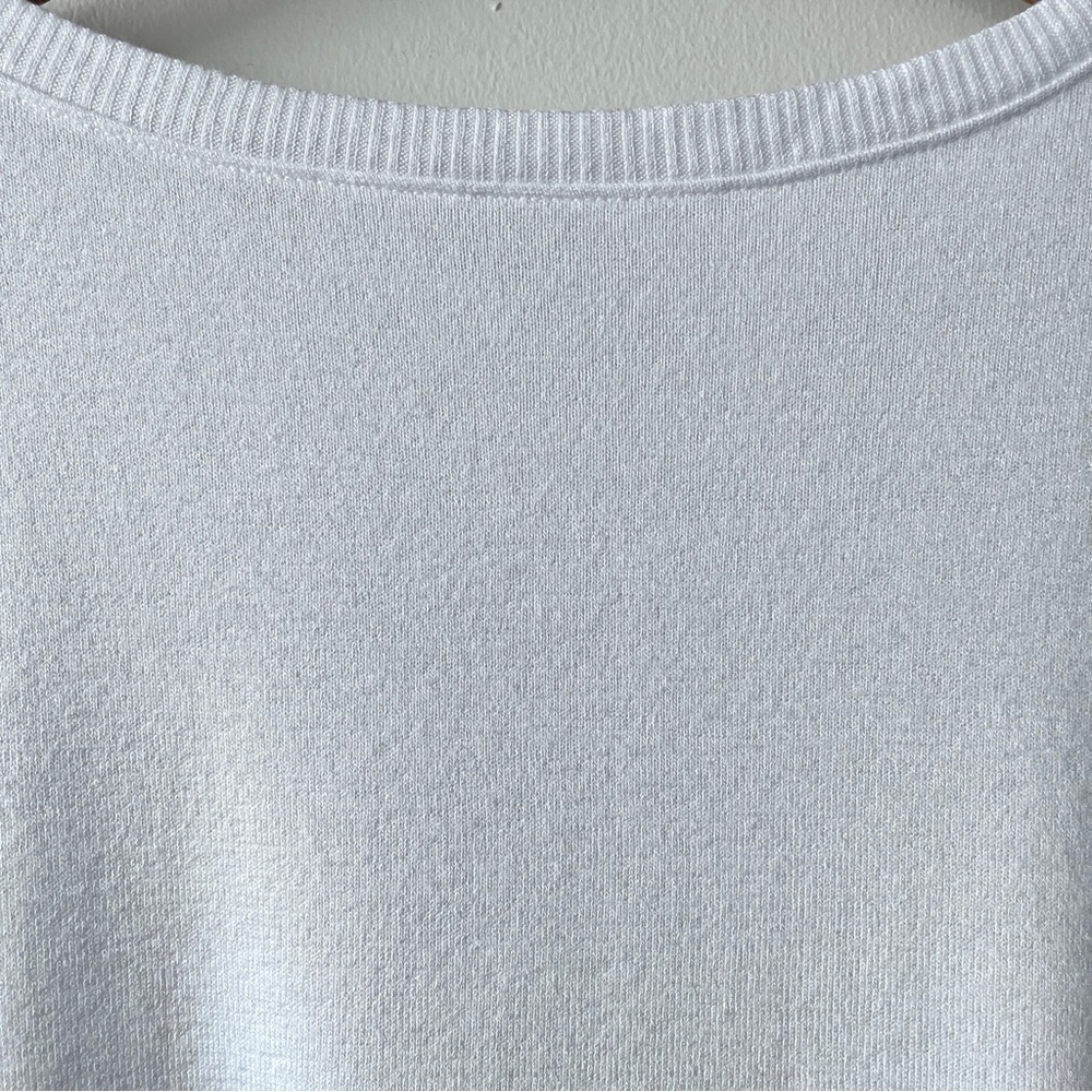 GAP Women’s Basic Normcore White Knit Long Ribbed Sleeve Boat Neck T-shirt Sz S - Picture 4 of 9